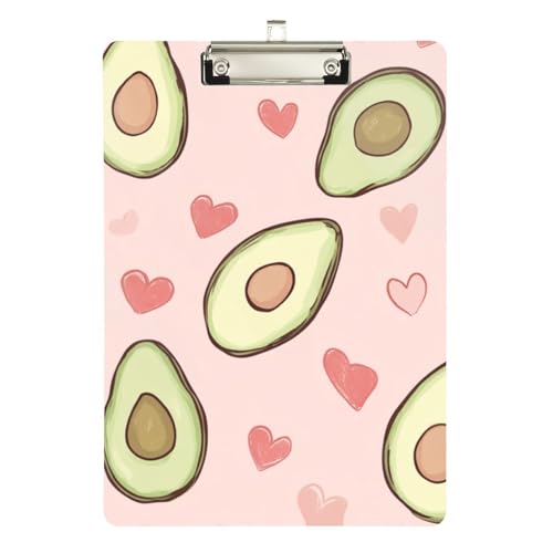 Foiosoh Niedliches Avocado-Herz, Pfirsich-Polizeiticket-Klemmbrett, Kunststoff, für legale Frauen, Basketball-Trainer, Größe 22,9 x 30,5 cm von Foiosoh