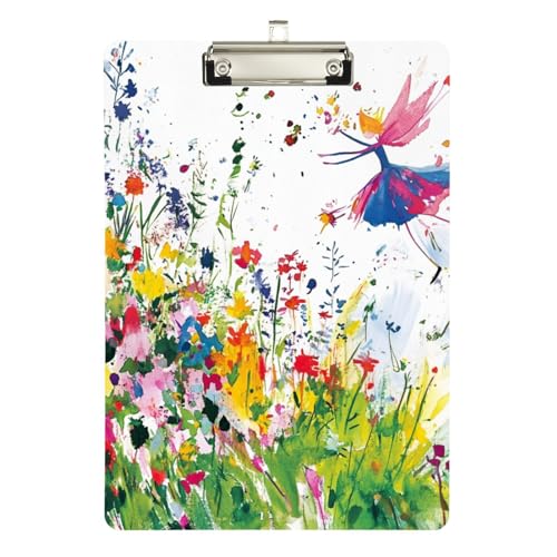 Foiosoh Schönes Klemmbrett mit Fee und Blumen, Acryl, niedlich, für Schüler, Mädchen, Kinder, Lehrer, Klemmbrett, Größe 22,9 x 30,5 cm von Foiosoh