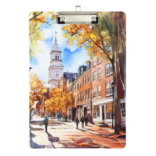 Foiosoh Street Scenery Hartfaser-Klemmbretter mit Herbstmuster, transparent, für Krankenpfleger, Studenten, Handel, Quest, Größe 22,9 x 30,5 cm von Foiosoh