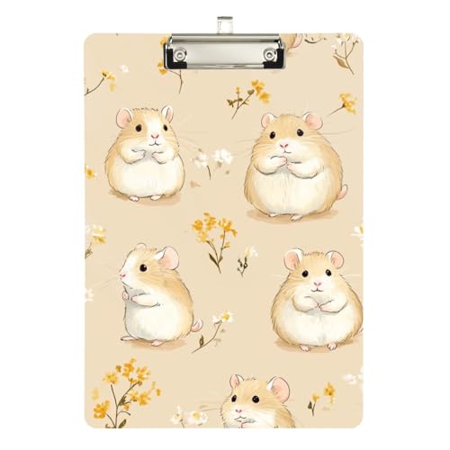 Foiosoh Süßes Hamster-Klemmbrett, Kunststoff, für Fußball, Softball, Coaching, Größe 22,9 x 30,5 cm, Beige von Foiosoh