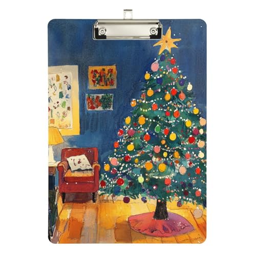 Foiosoh Tree and Lights Twinkling Little Klemmbrett, Standard-Loch, für legale Frauen, Basketball-Trainer, Größe 22,9 x 30,5 cm von Foiosoh