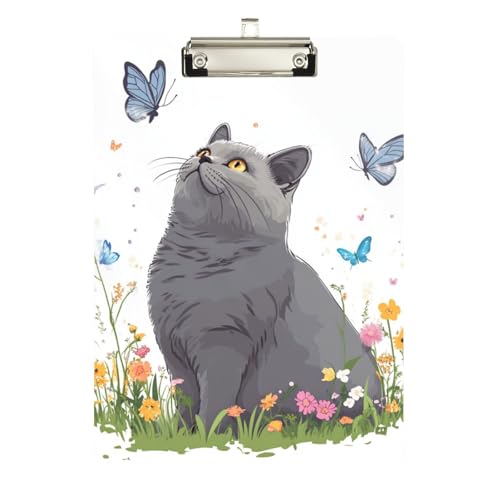 Kurzhaar-Katzen-Klemmbrett-Halter, Standard-Loch, für Softball-Trainer, Klemmbrett, Lehrer, Größe 22,9 x 30,5 cm, Grau von Foiosoh