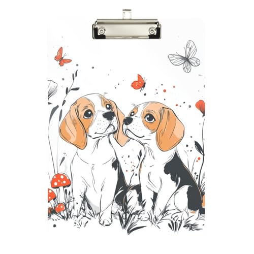 Niedliche Hunde weißes Klemmbrett mit Organizer, Hartplatte für Klassenzimmer, Zubehör für Lehrer, Grundschule, Größe 22,9 x 30,5 cm von Foiosoh