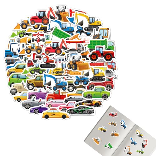 50 Stück Children's Car Stickers, Auto Baumaschinen Traktor, Aesthetic Aufkleber, Wasserfeste Vinyl Sticker, Car Stickers, for Children, Boys, Party, Scrapbooking, Auto Fahrrad Handy von Fokelyi