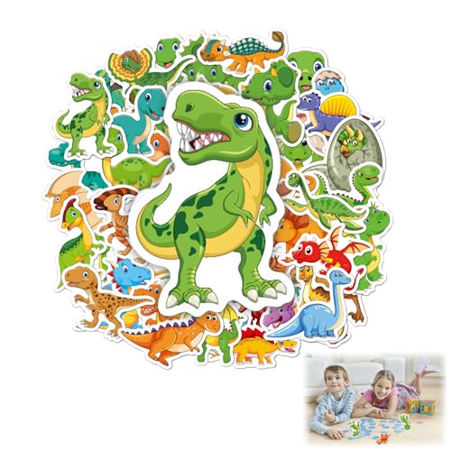 50 Stück Dino Stickers Aufkleber, Dinosaurier Sticker Set, Stickers Set für Laptop, Scrapbook, Trinkflasche, Handy, Moped Fahrrad, Koffer Usw, Geeignet für Erwachsene Kinder von Fokelyi