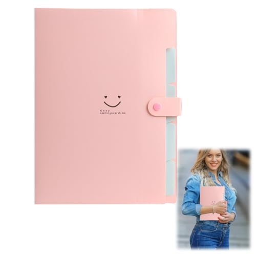 Fächermappe A4, Dokumentenmappe A4 Mit Etiketten, Mappe Mit 5 Fächern, Wasserdicht, Document Organizer Für Zuhause,Büro,Schule (Fächermappe pink) von Fokelyi