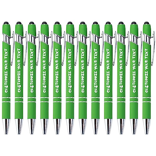 FolHaoth Kundenspezifische Stifte Kugelschreiber mit Stylus Name Zeichen Logo graviert Geschenk für Weihnachten, Hochzeit, Business, Abschluss 12 Stück, schwarze Tinte von FolHaoth