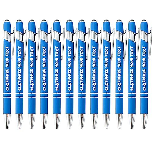 FolHaoth Kundenspezifische Stifte Kugelschreiber mit Stylus Name Zeichen Logo graviert Geschenk für Weihnachten, Hochzeit, Business, Abschluss 12 Stück, schwarze Tinte von FolHaoth