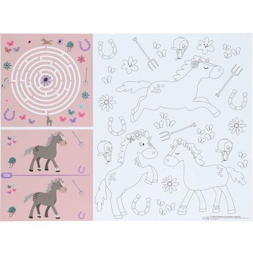 6 Ausmal-Platzsets * Happy Horse * für Kinder zum Kindergeburtstag und Pferde Mottoparty | Größe: 40x30cm, aus Starkpapier | Pferd Pony Geburtstag Malen Kinderpiraten von Folat