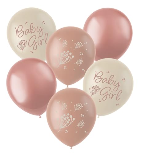 Folat 24995 Shower Deko, Babyparty, Rosa, WeißLatexballons-Blooming Baby Girl-33 cm-6 Stück, Multicoloured von Folat