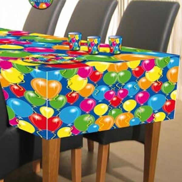 Ballonparty Tischdecke farbenfroh, abwischbare PVC Folie, 120x180 cm von Folat