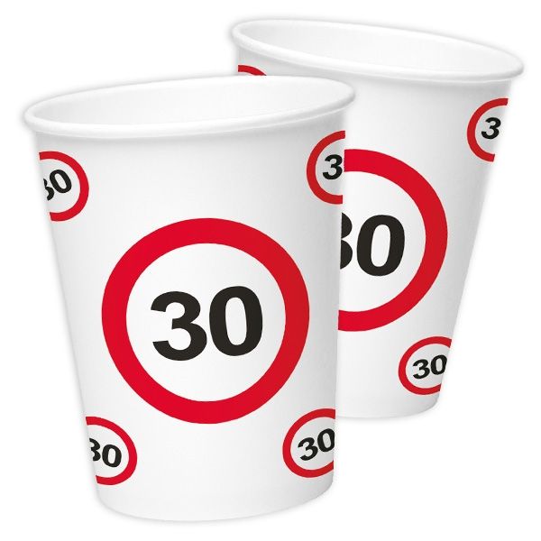 Becher "Verkehrsschild" zum 30. Geburtstag, 8er Pack von Folat