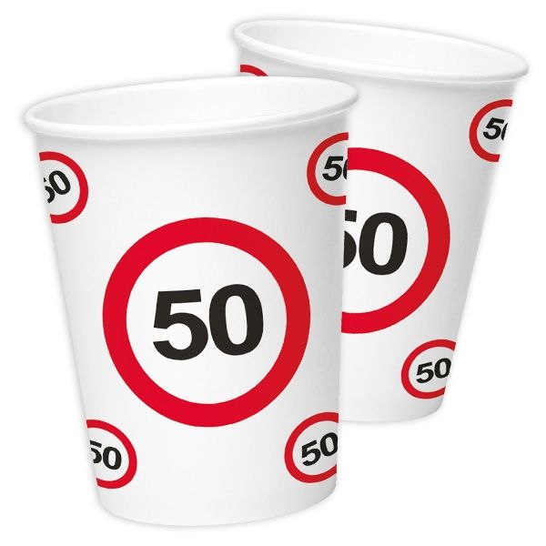 Becher "Verkehrsschild" zum 50. Geburtstag, 8er Pack von Folat