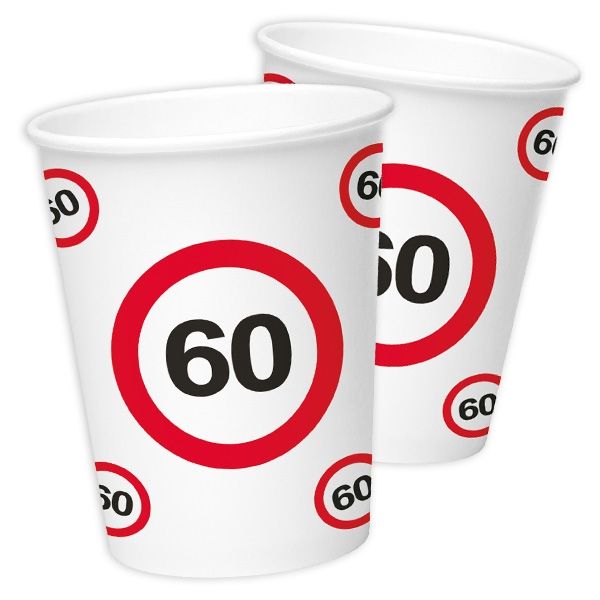 Becher "Verkehrsschild" zum 60. Geburtstag, 8er Pack von Folat