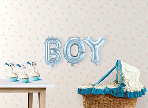 Buchstaben-Girlande Folienballons "Boy" - Hellblau - H: 36 cm von Folat