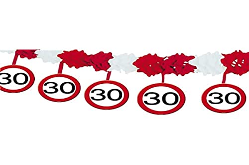 Folat 05229 30th Birthday Traffic Sign Garland with Hangers Geburtstag Verkehrsschild Girlande mit Aufhängern, Zahl 30 von Folat