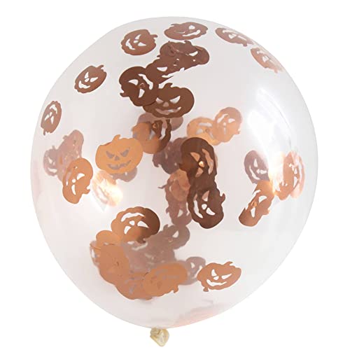 Folat 08602 Luftballons mit Kürbis-Konfetti 30 cm - 4 Stück, Orange von Folat