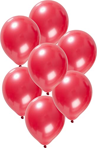 Folat 19135 Einfarbige metallic Luftballons rot 50er Pack von Folat