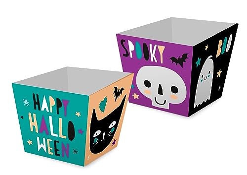 Folat 23851 23851-Happy Bonbon Becher 8 Stück, Snack-Container Kraftpapier Multifunktion-Dekorationen Halloween Katze Skelett Geist, Mehrfarbig von Folat