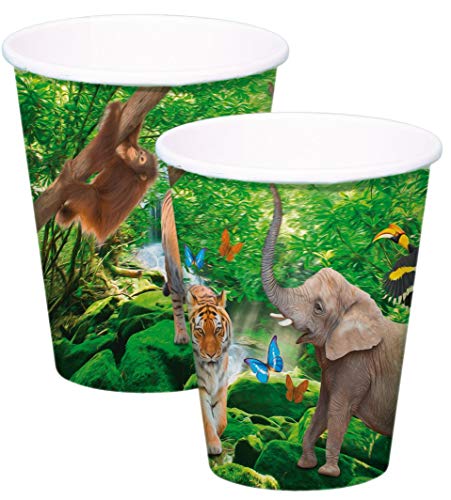 Folat 62001 Safari-Party Trinkbecher 250 ml - 8 Stück, Multi-Colored von Folat