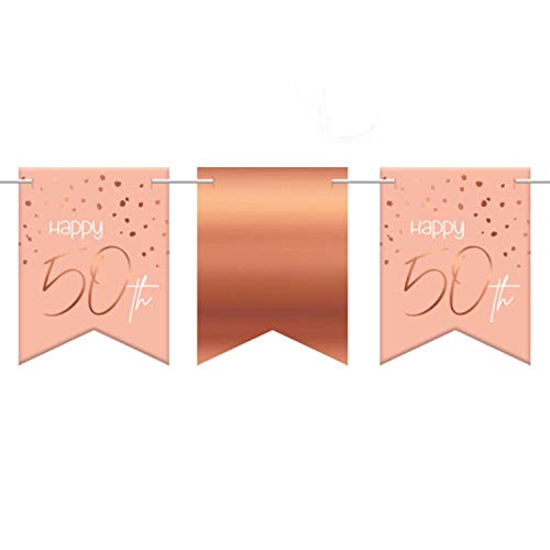 Folat 67450 Wimpelkette Elegant Lush Blush 50 Jahre-6 Meter, Zahl von Folat