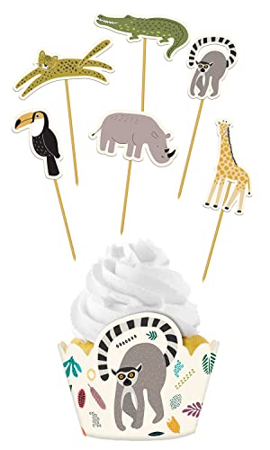 Folat 68305 Cupcake Deko-Set Zoo Party-12-teilig, Mehrfarben von Folat