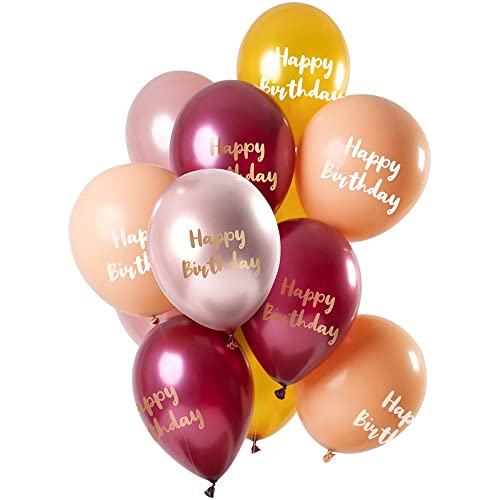 Folat 69200 Ballons Pink-Gold 30cm-12 Stück Latex Helium Luftballon, Geburtstag Deko, Happy Birthday, 30 cm von Folat