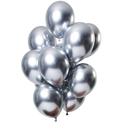 Folat 69710 Ballons Mirror Effect Silber 33cm-12 Stück Latex Helium Luftballon, Geburtstag Deko, 30 cm von Folat