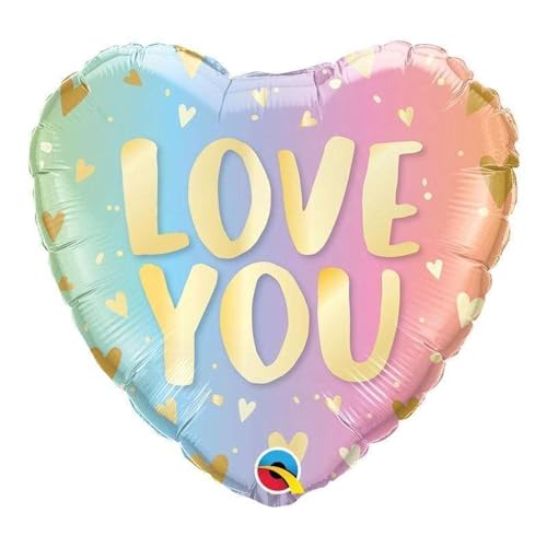 Folat 97433Q Folienballon "Love You" Ombre & Herzen, 45 cm, mehrfarbig von Folat