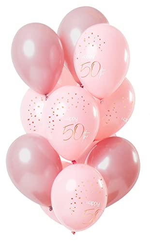 Folat Luftballon 50.Geburtstag 12 Stück pink rosa Latex Ballon Partydeko Elegant von Folat