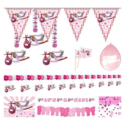 Folat - Partyset Geburt, Girlande, Konfetti, Fahne, Wimpelkette, Ballons, Picker, Baby-Party, Taufe von Folat