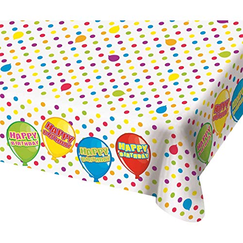 Folat 65493 Happy Birthday Party Tischdecke, Gepunktet, erhältlich, 180x130cm von Folat