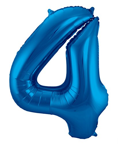 Folat 631440 - Folienballon Zahl 4 - blau - ca. 86 cm von Folat