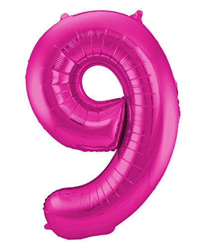 Folat 631990 - Folienballon Zahl 9 - magenta - ca. 86 cm von Folat