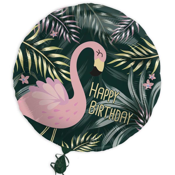 Happy Birthday Folienballon mit Flamingo-Motiv, Ø 35cm von Folat