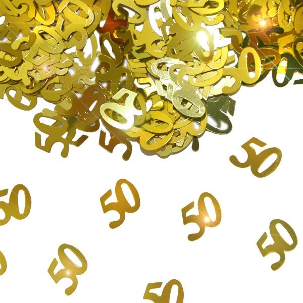 Metallic-Konfetti Zahl 50 golden für 50. Jubiläum, 14g von Folat