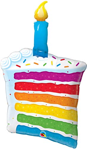 Qualatex Folienballon 49379 2261236 Super Shape Rainbow Cake and Candles Folienballon, gemischt, 106,7 cm von Folat