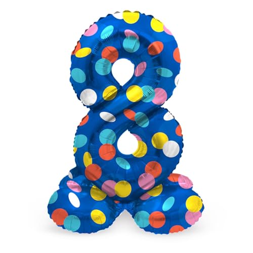 Folat 63978 Luftballon Geburtstag Stehender Ziffer 8 Colorful Dots Blau mit farbigen Punkten 72 cm-Decoration Geburtstagdeko, Ballon Zahl, Kein Helium erforderlich, Bunt Folat 63978 Luftballon Geburtstag Stehender Ziffer 8 Colorful Dots Blau mit farbigen Punkten 72 cm-Decoration Geburtstagdeko, Ballon Zahl, Kein Helium erforderlich, Bunt von Folat
