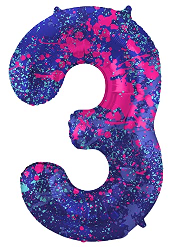 Folat 63903 Luftballon Geburtstag Ziffer 3 Paint Splash Lila Weltraum 86 cm-Helium Decoration Geburtstagdeko, Ballon Zahl, Bunt Folat 63903 Luftballon Geburtstag Ziffer 3 Paint Splash Lila Weltraum 86 cm-Helium Decoration Geburtstagdeko, Ballon Zahl, Bunt von Folat