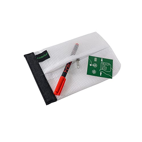 1x FolderSys SnapBag, Aufbewahrungstasche für ca. Format A6 (200x130 mm) PVC-frei, mit Klemmverschluss und Reißverschlussfach 40621-30 von FolderSy