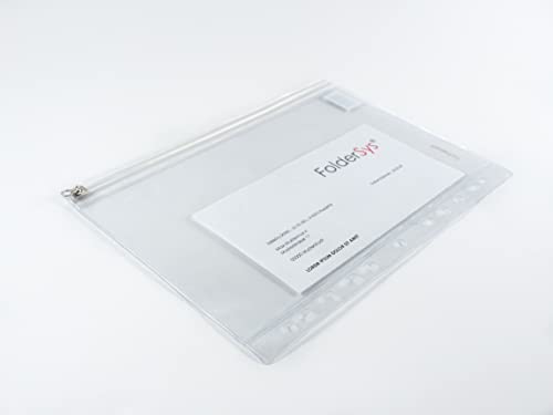 FolderSy 10x Prospekthülle A4, PVC, mit Zip-Gleitverschluss, Abheftrand, EURO- und Filofax-Lochung, 40410-00 von FolderSys