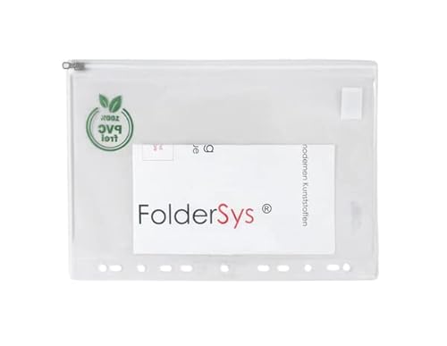 10x FolderSys Prospekthülle A4 mit Zip-Gleitverschluss, Abheftrand, EURO- und Filofax-Lochung, PVC frei, 40430-00 von FolderSys