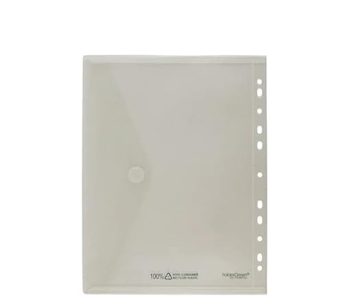 10x FolderSys FolderGreen® Sichttasche A4 mit Abheftrand - 100% Recycling-PP, mit Klettverschluss 40706-00 von Foldersy