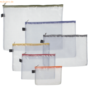 Foldersys Reißverschlussbeutel Größen sortiert PVC VE=6 Stück farbig s von Foldersys