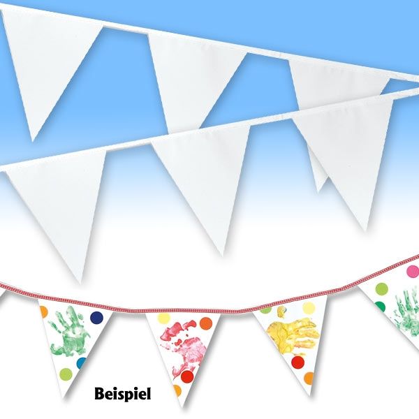 2 Wimpelketten zum Bemalen/Bekleben, je 3,8m, tolle Bastelidee, Papier von Folia Bringmann