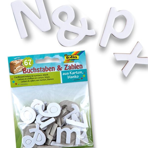 Alphabet plus Zahlen, Bastel-Stanzteile in weiß, 67-teilig, für individuelle Gestaltungen von Folia Bringmann