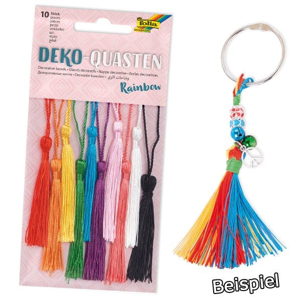 Deko-Quasten "Rainbow", 10 Stück von Folia Bringmann