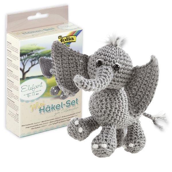 Häkelset Mini Elefant, Kuscheltier häkeln lernen mit Anleitung etc. von Folia Bringmann