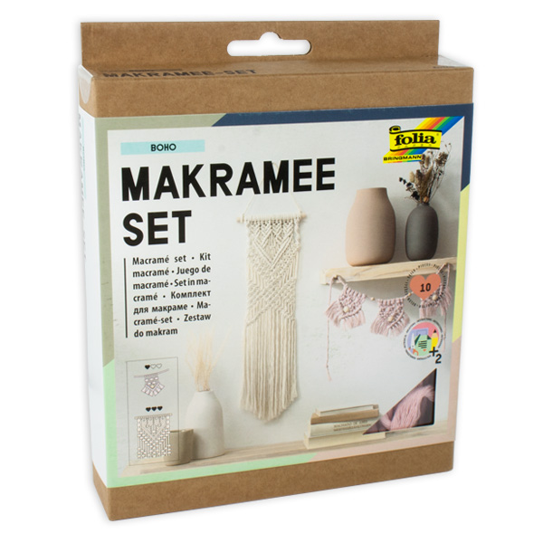 Makramee-Bastelset Boho, 10-teilig, für 2 Dekoelemente von Folia Bringmann