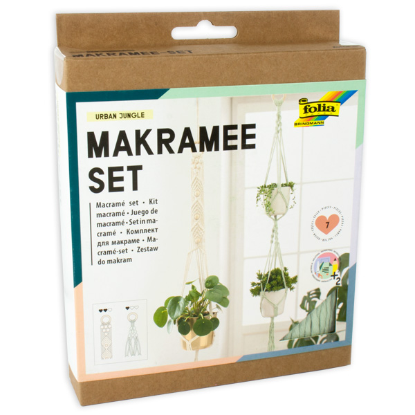 Makramee-Bastelset Urban Jungle, 7-teilig, für 2 Dekoelemente von Folia Bringmann